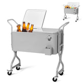 HAOYYE 80 Quart Rolling Outdoor Beverage Cooler Cart with Wheels Single Side Hinged Lid Twisted Leg Design Ice Chest Iron Body with Drainage Tube for Backyard Deck Patio Party Portable Insulated Drink Cooler for BBQ and Entertaining